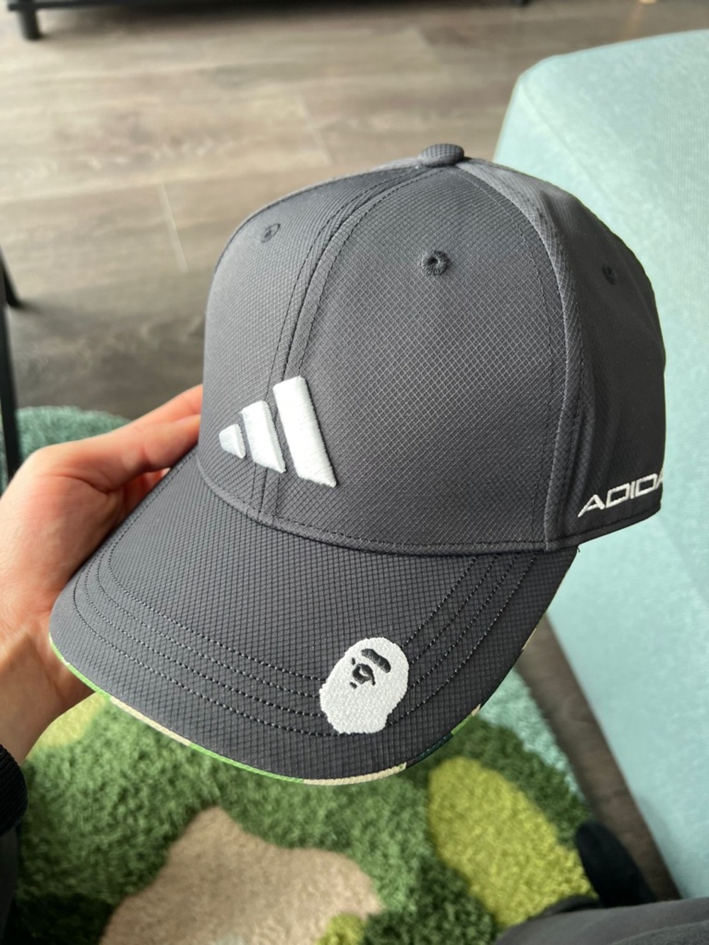 adidas BAPE Black Baseball Cap with White Logos